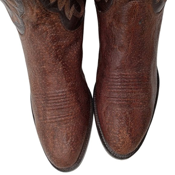 Vintage Lucchese Cowboy Boots Brown Exotic Leather Mens 8.5 D Custom Western main image 15